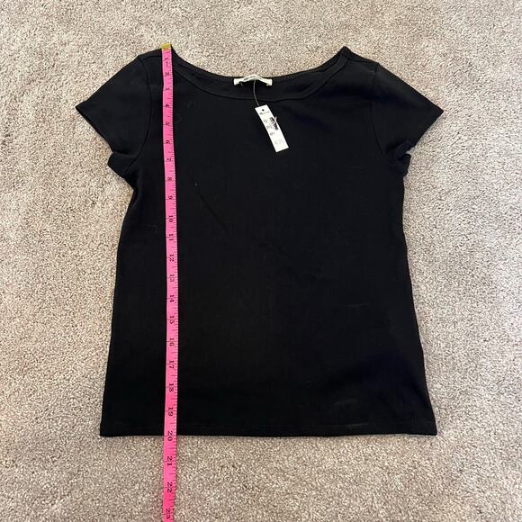 NWT Madewell Women's Black Ribbed Basic‎ Black Tee Cap Sleeve Size S - Picture 6 of 8